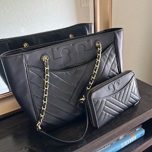 Tory Burch black bag and wallet